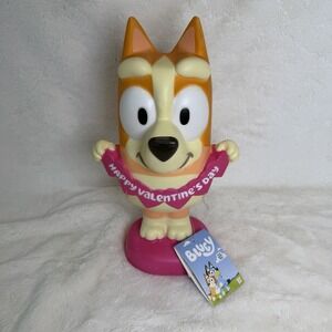 Bluey Bingo Light Up Blow Mold 14" Valentine's Day with Cut Out Hearts READ